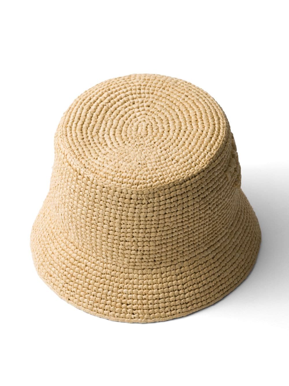 Prada braided raffia logo bucket hat - Beige