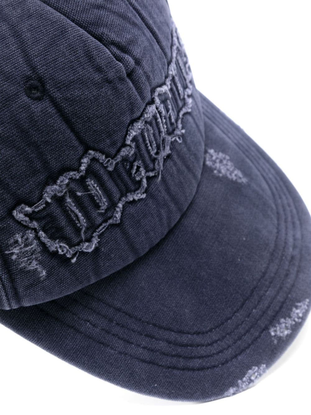 We11done logo-appliqué distressed baseball cap - Blauw