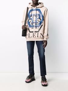 Philipp Plein Jeans met geborduurde doodskop - Blauw
