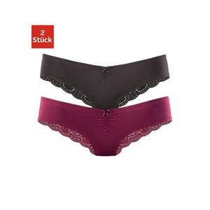 Lascana Brazilian slip met mooie kant achter (set, 2 stuks)