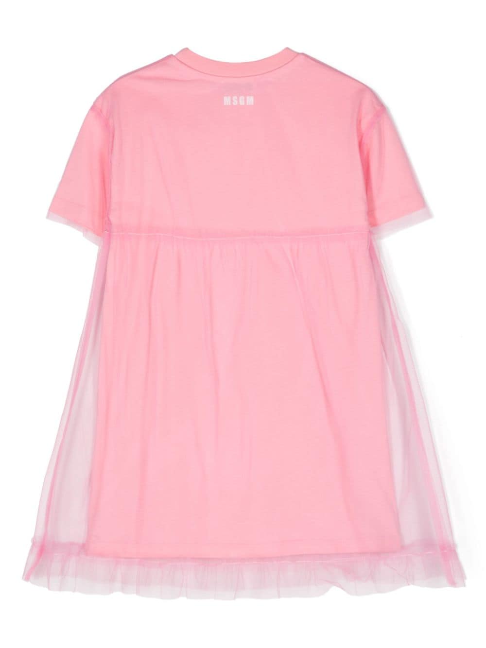 MSGM Kids tulle-layered T-shirt dress - Roze
