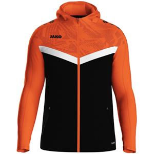 JAKO Iconic Trainingsjacke mit Kapuze 807 - schwarz/neonorange