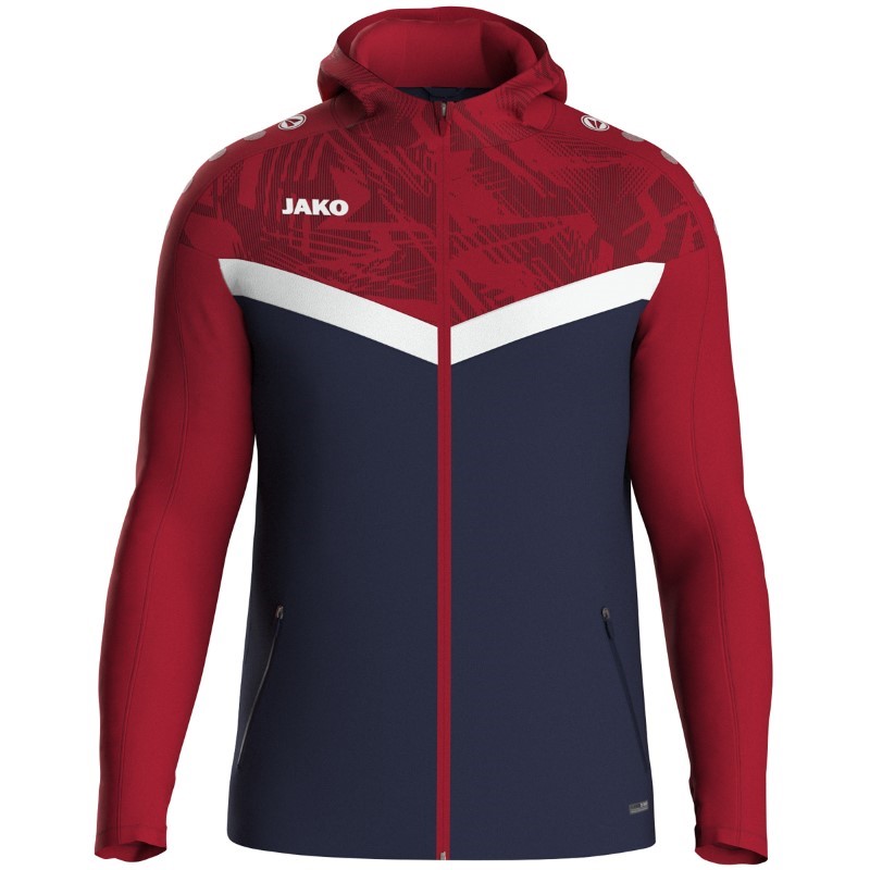 JAKO Iconic Trainingsjacke mit Kapuze Kinder 901 - marine/chili rot