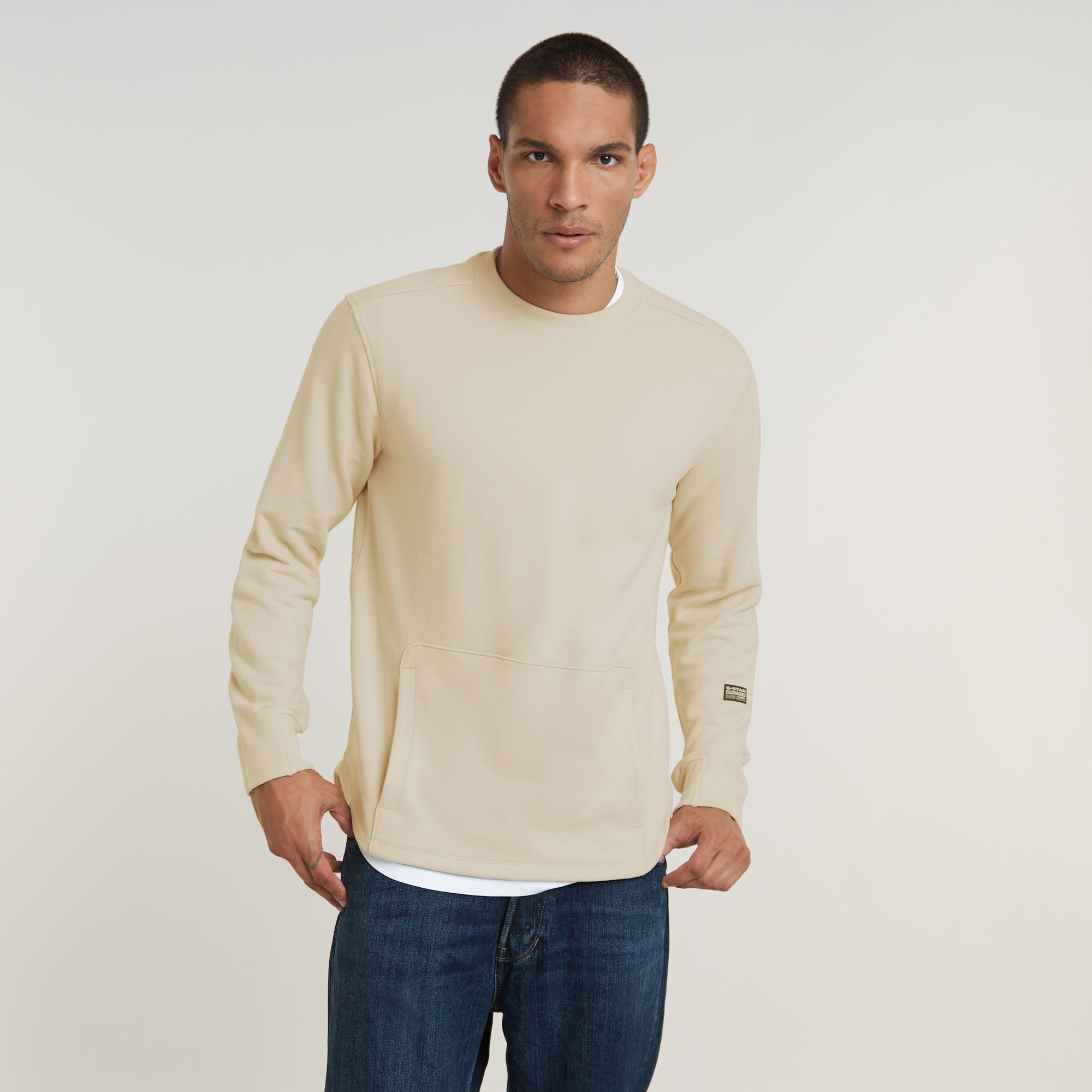 G-Star RAW Stepped Hem Relaxed Sweater - Wit - Heren