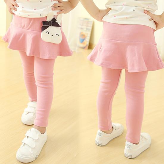 Toy Leggings Soft Elastic Pure Cotton Solid Color Girls Leggings for Home