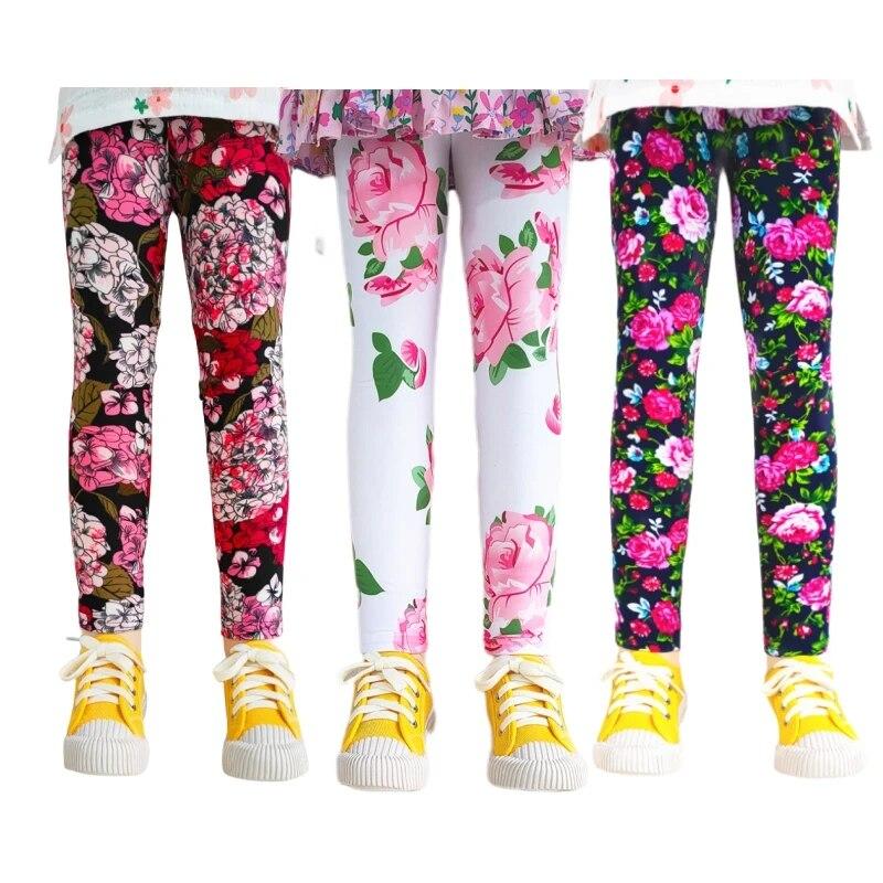 Daddys Girl Floral Flower Children Girls Slim Tight Leggings Summer Pants for Kids Babys Girls Clothing
