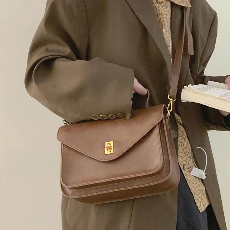 TOQXIKA BAG Retro Postman Bag Women Fashion Carrying Briefcase Simple Crossbody Bag