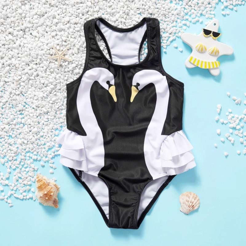 Selfyi Toddler Girls Ruffled Swimsuit One-Piece Kids Cartoon Print Swimming Bikini Bathing Suit Swimwear Summer Sunsuit Beach Wear 18M-6T