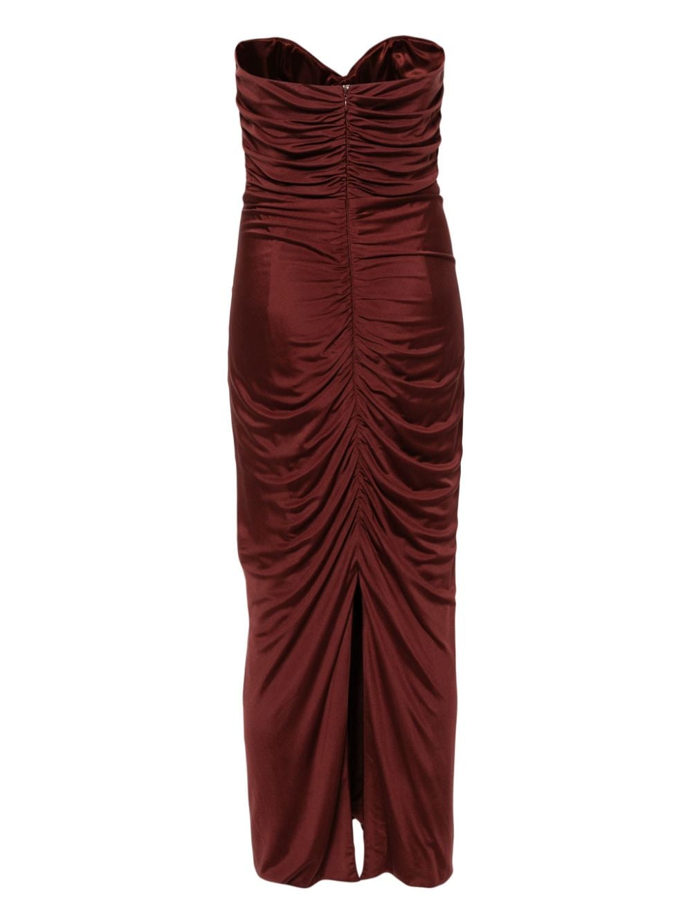 Costarellos sweetheart-neck ruched midi dress - Rood
