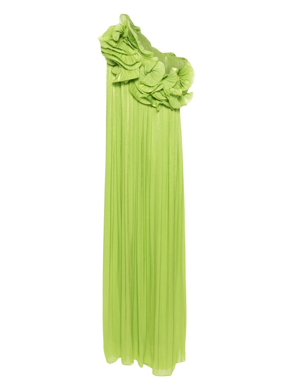 Costarellos ruffled georgette gown - Groen