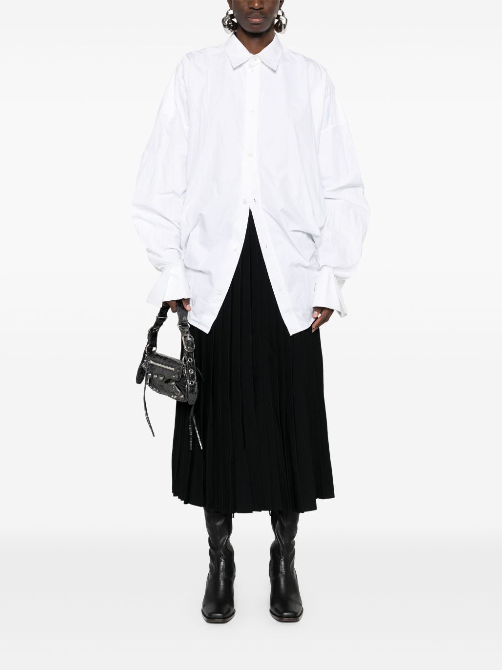 Balenciaga logo-jacquard pleated skirt - Zwart