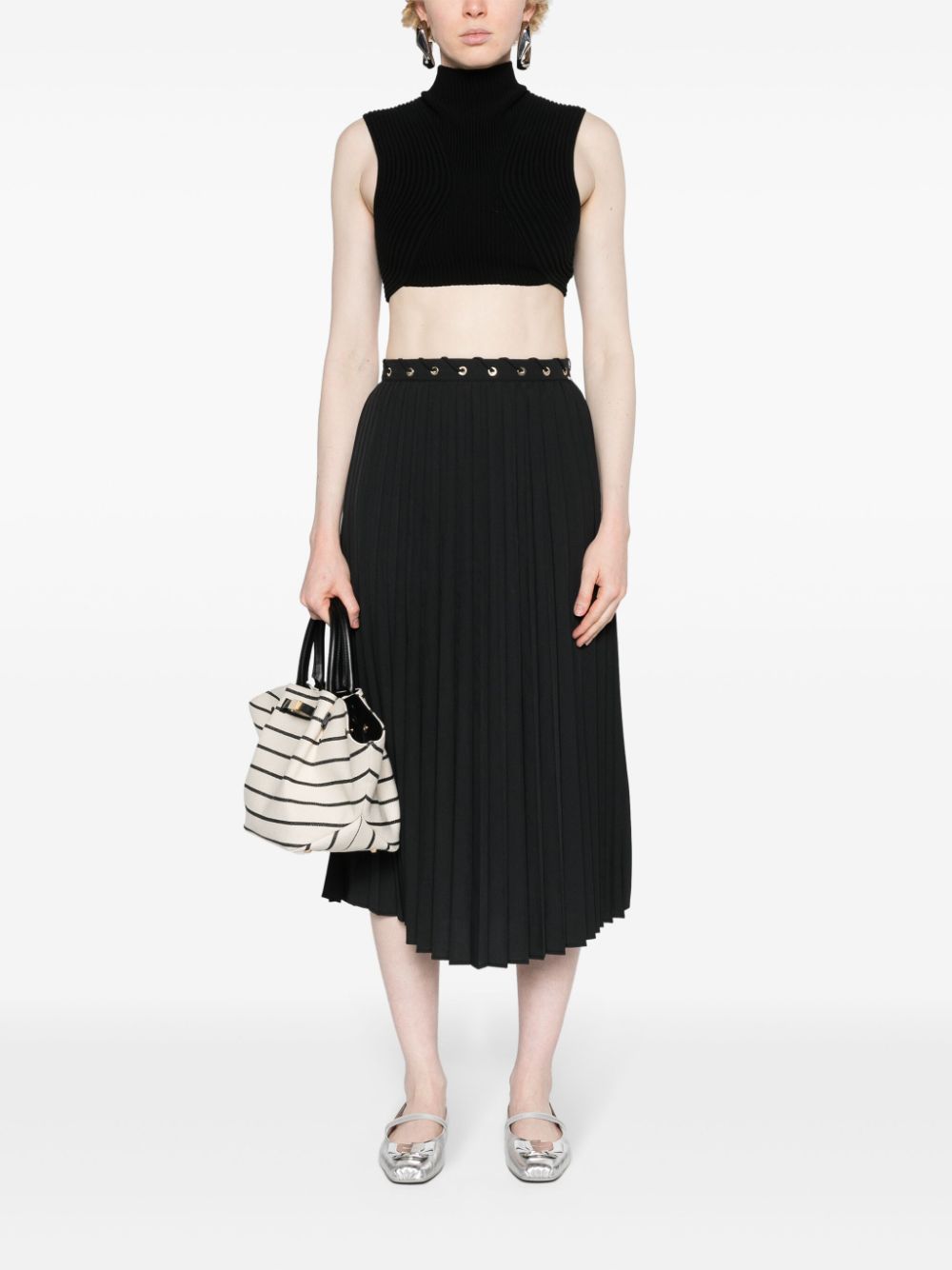 LIU JO whipstitch-detailing pleated skirt - Zwart
