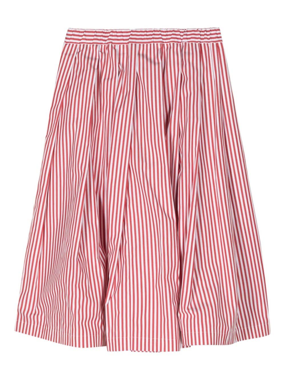 Comme Des Garçons Girl pleated striped cotton skirt - Wit