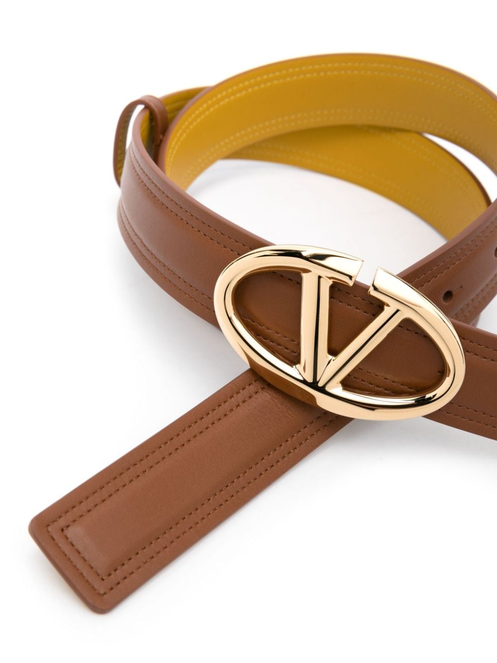 Valentino Garavani maxi VLogo leather belt - Bruin