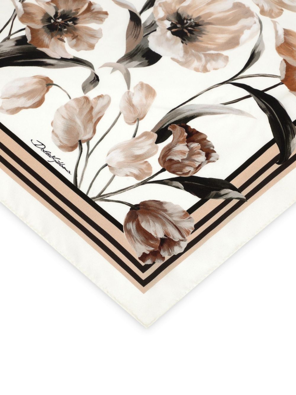 Dolce & Gabbana floral-print silk scarf - Wit