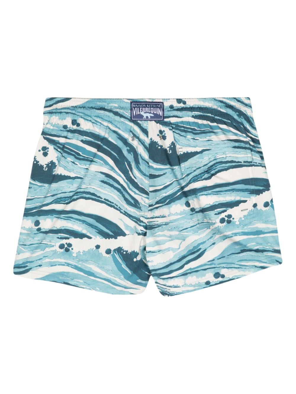 Maison Kitsuné wave-print deck shorts - Blauw