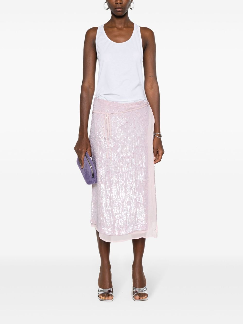 P.A.R.O.S.H. sequin-embellished midi skirt - Roze