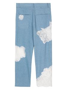 Collina Strada floral lace detailing cotton jeans - Blauw