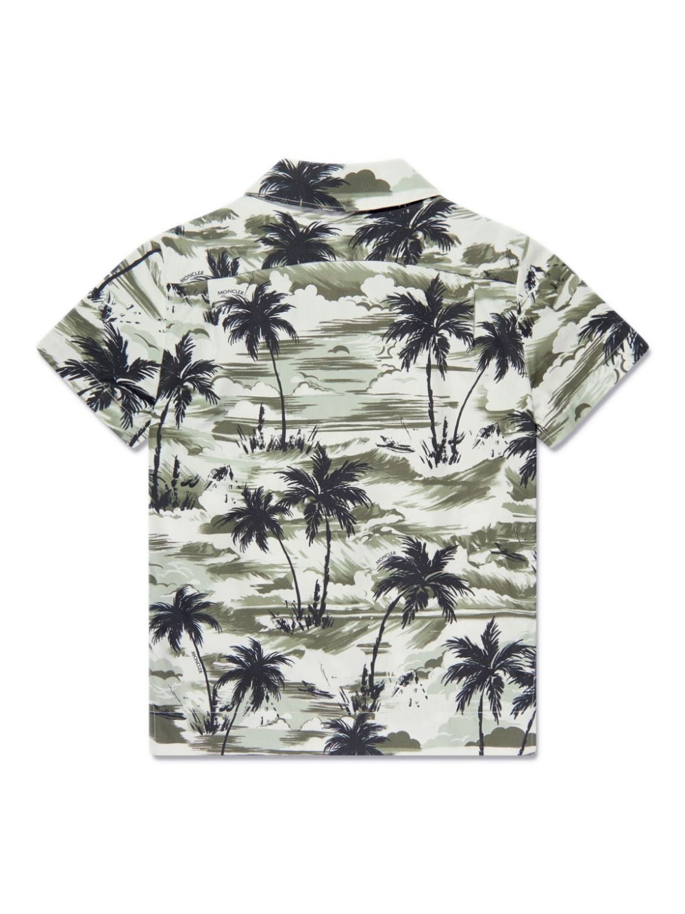 Moncler Enfant palm tree-print cotton shirt - Groen