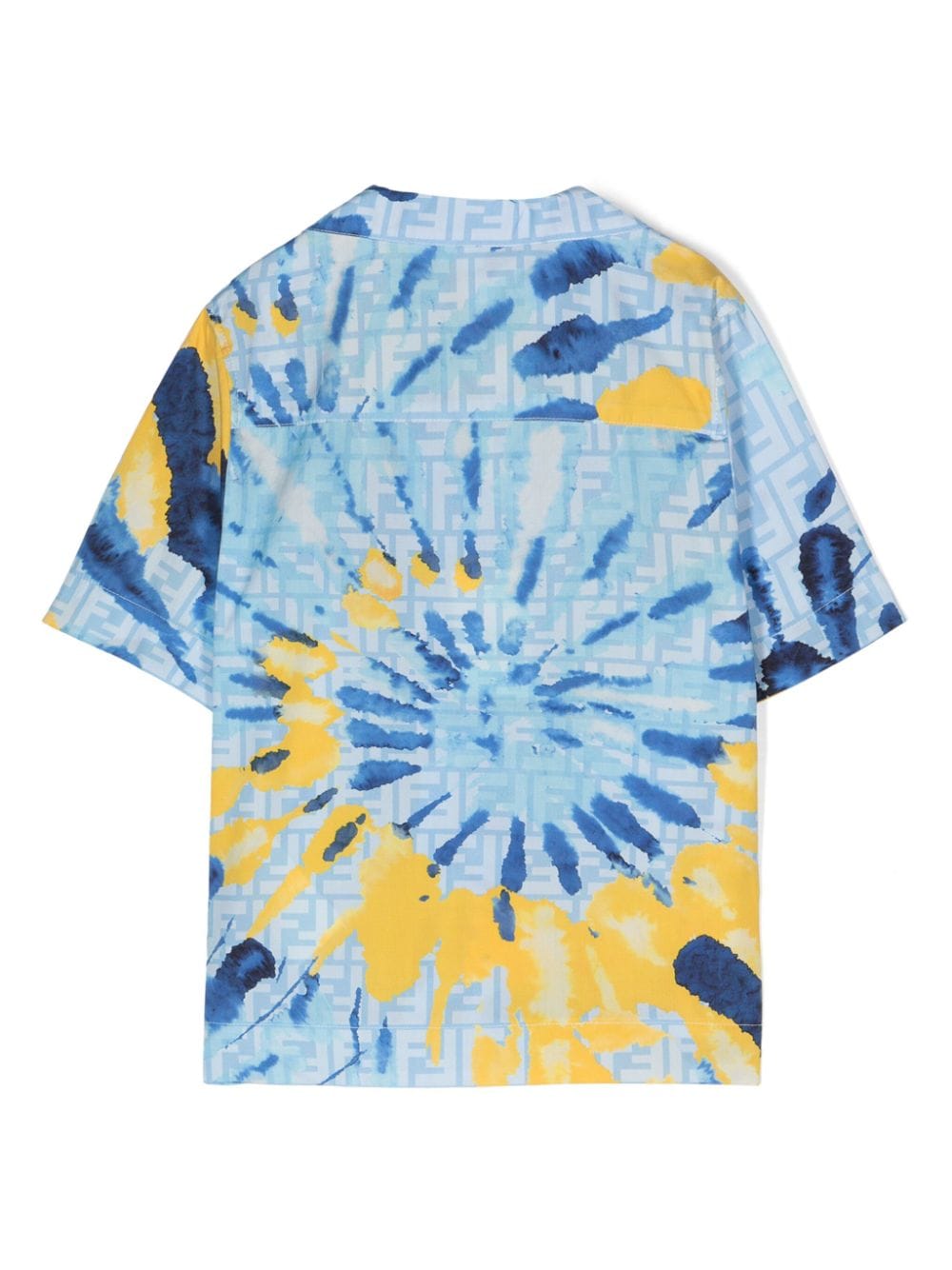 Fendi Kids Tie-dye shirt met geborduurd logo - Blauw
