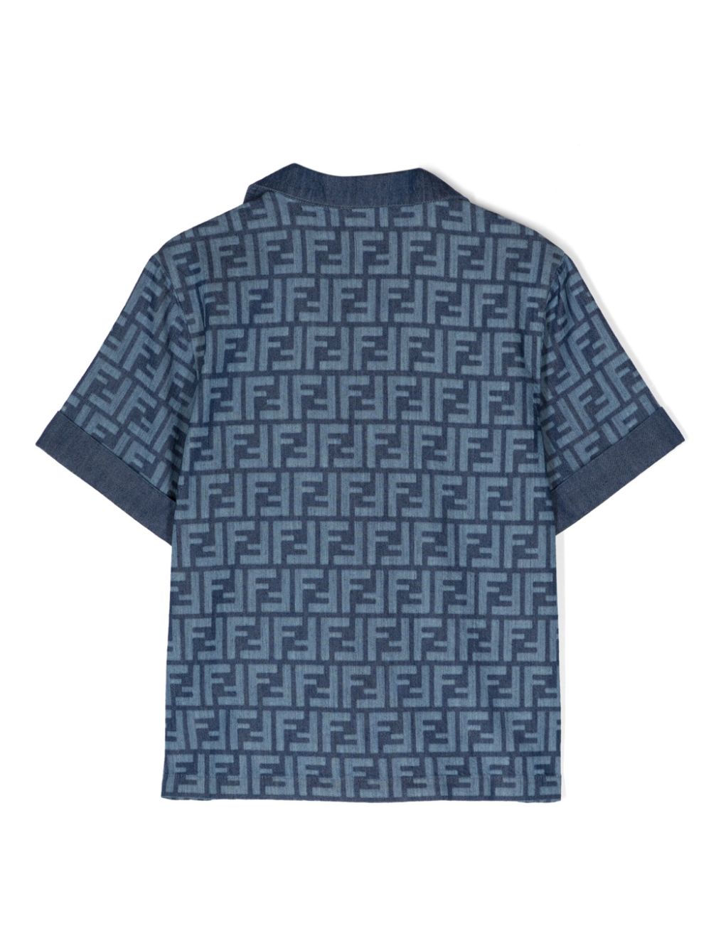Fendi Kids Chambray shirt met FF print - Blauw