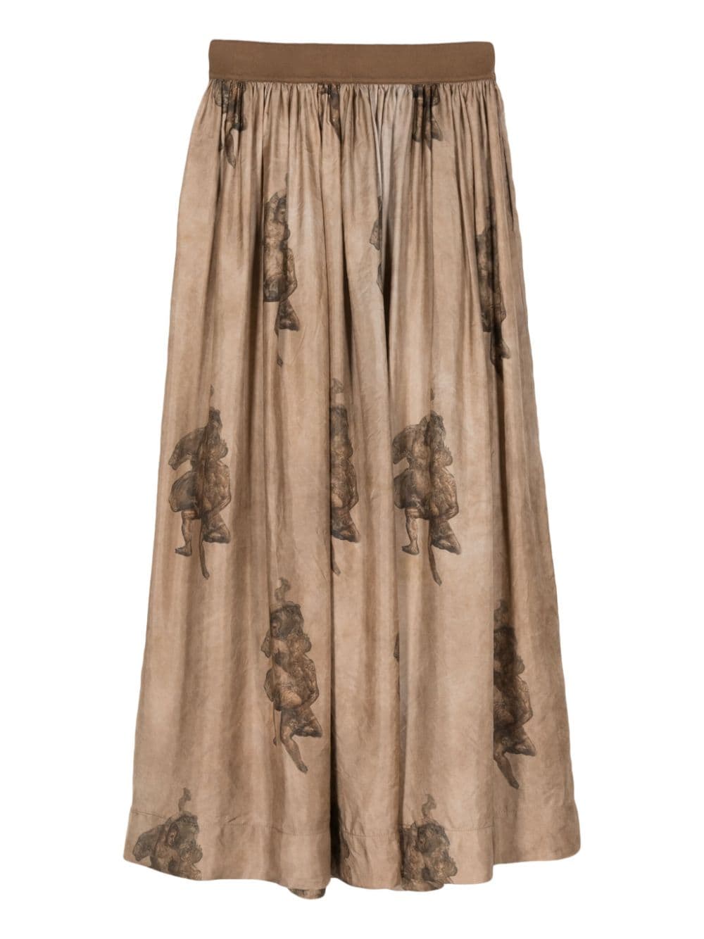 Uma Wang Gillian renaissance-print skirt - Bruin