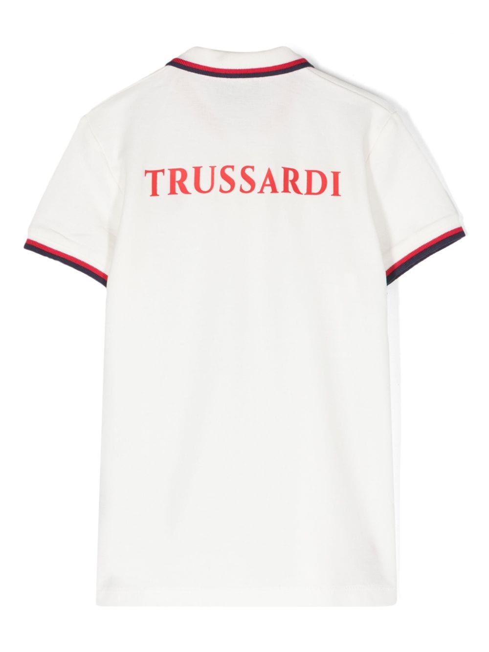 TRUSSARDI JUNIOR logo-lettering piqué polo shirt - Wit