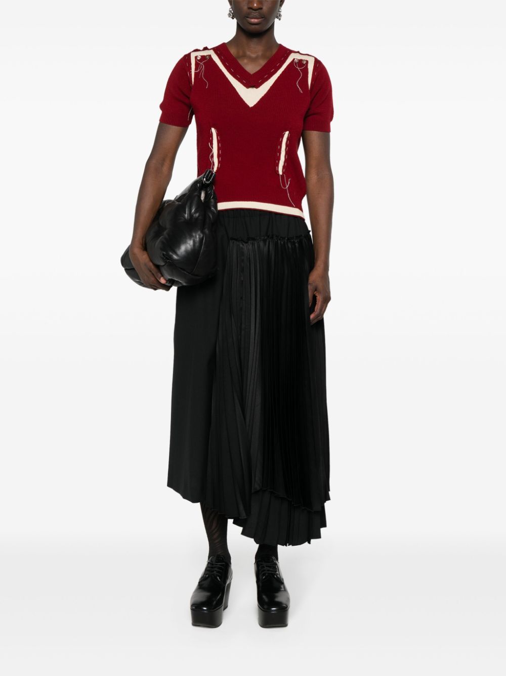 Noir Kei Ninomiya asymmetric midi skirt - Zwart