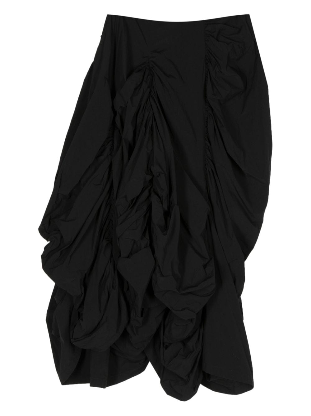 Yohji Yamamoto asymmetric draped midi skirt - Zwart