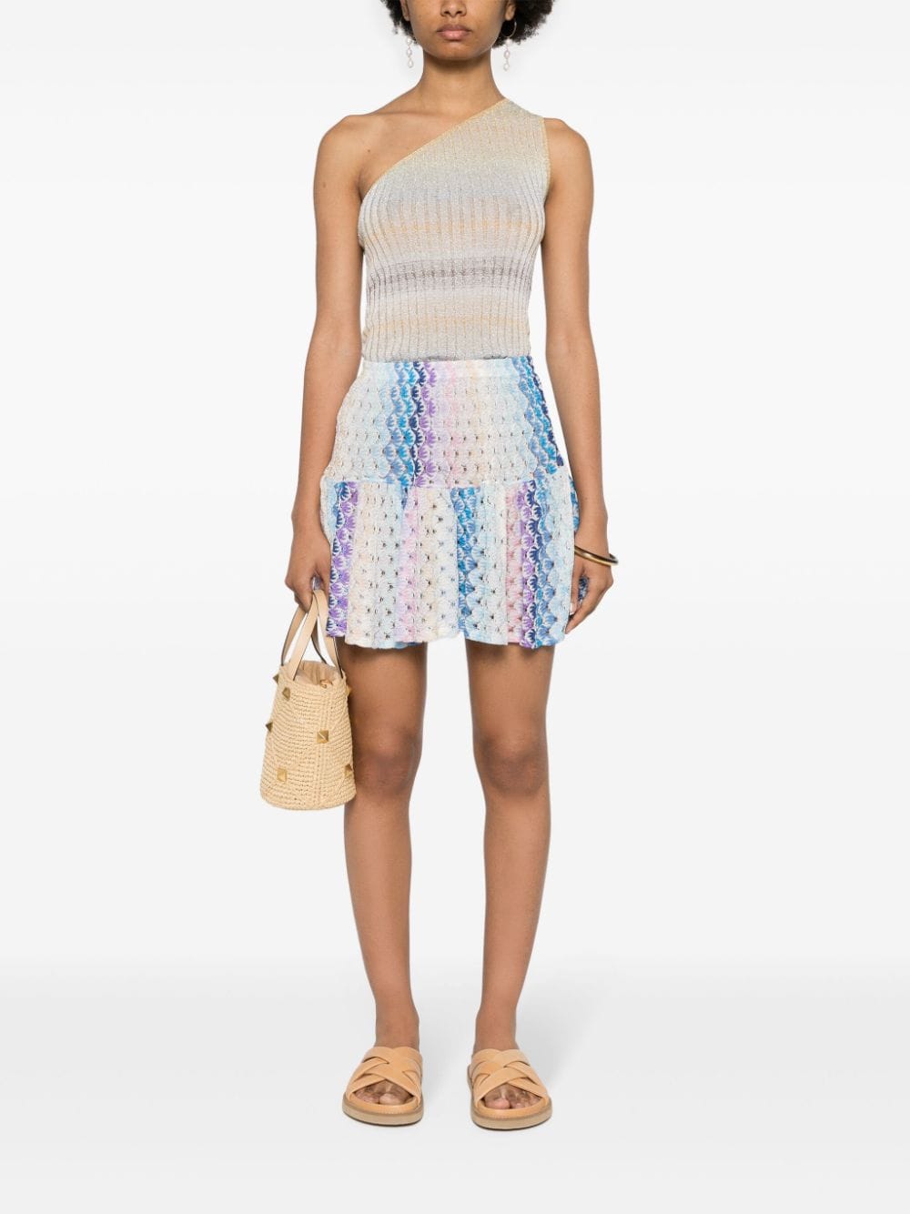 Missoni lace-detail knitted mini skirt - Blauw