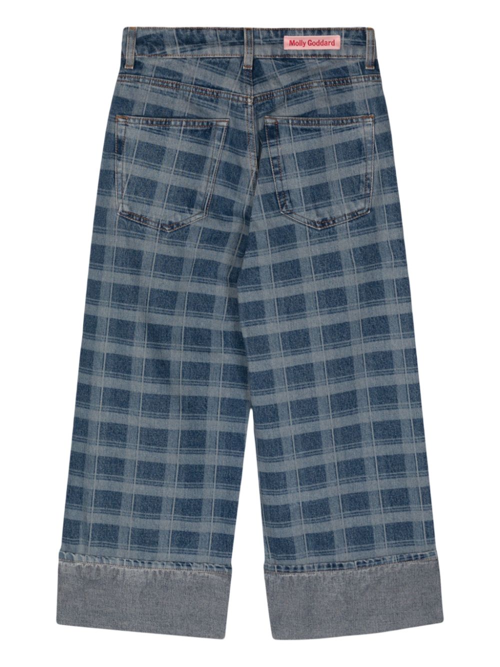 Molly Goddard check-print wide-leg jeans - Blauw