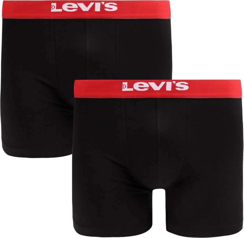 Levi's Boxershorts Solid Basic Organic Cotton 2-pack Black / Red-S