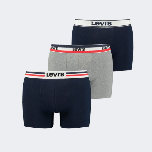 Levi's Levis Boxershorts Giftbox Iconic Cotton 3-pack Navy/Mid Grey Melange-M