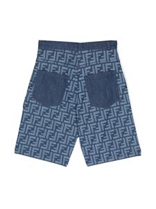 Fendi Kids Chambray shorts met FF-print - Blauw