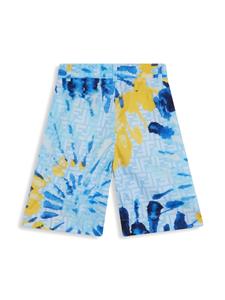 Fendi Kids Shorts met tie-dye print - Blauw