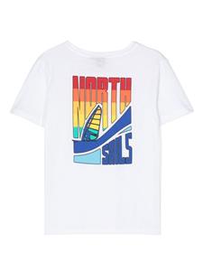 North Sails Kids Katoenen T-shirt met logoprint - Wit