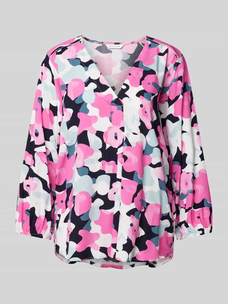 TOM TAILOR Blusenshirt v-neck blouse, pink colorful floral design