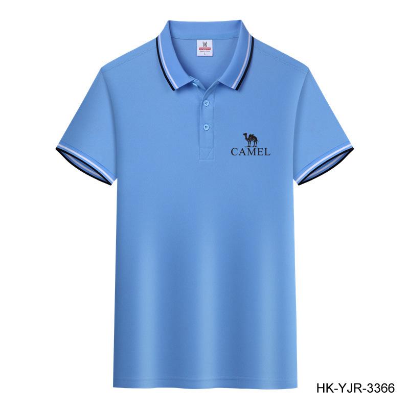 Camel Summer New Ice Ion Fiber Embroidered Polo Shirt with Polo Collar for Moisture Wicking and Sweatwicking
