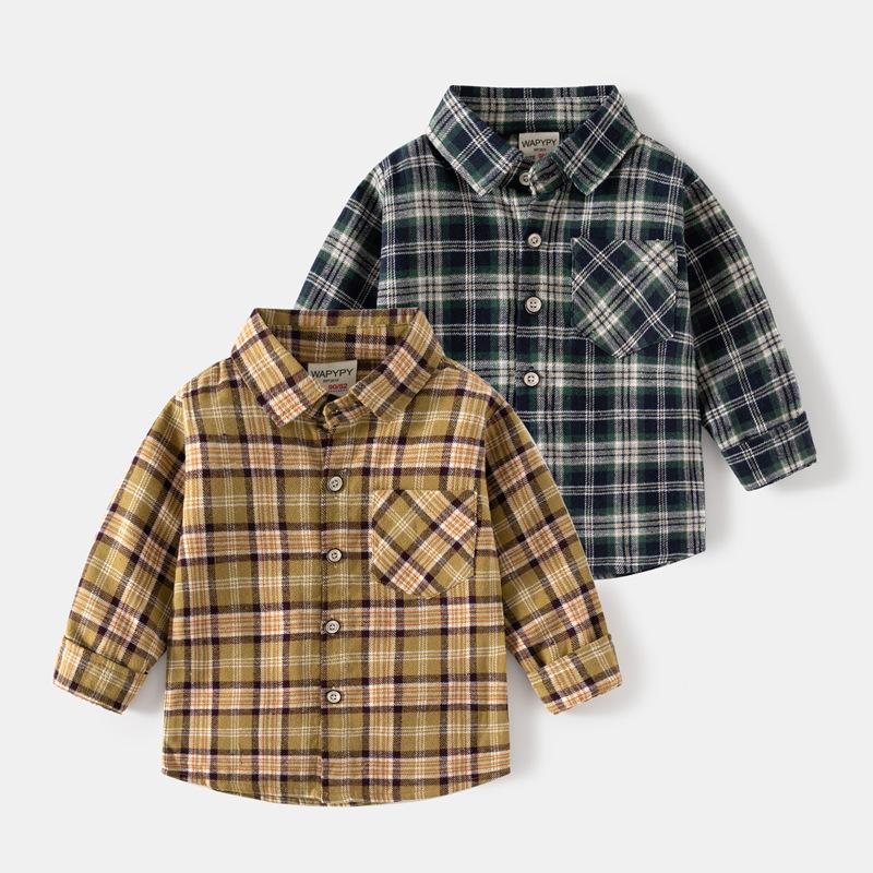 KIDSW Casual kinderoverhemd 2023 Herfst jongens geruit overhemd met lange mouwen