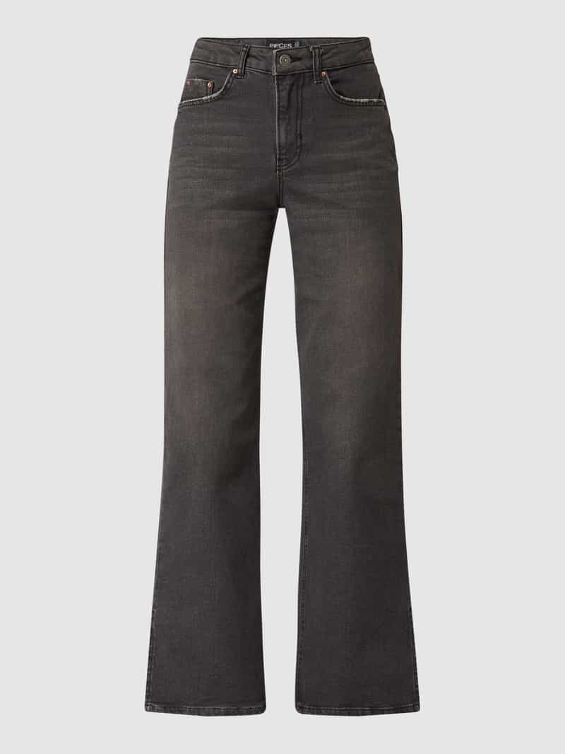 Pieces Wide fit high waist jeans met stretch, model 'Leah'