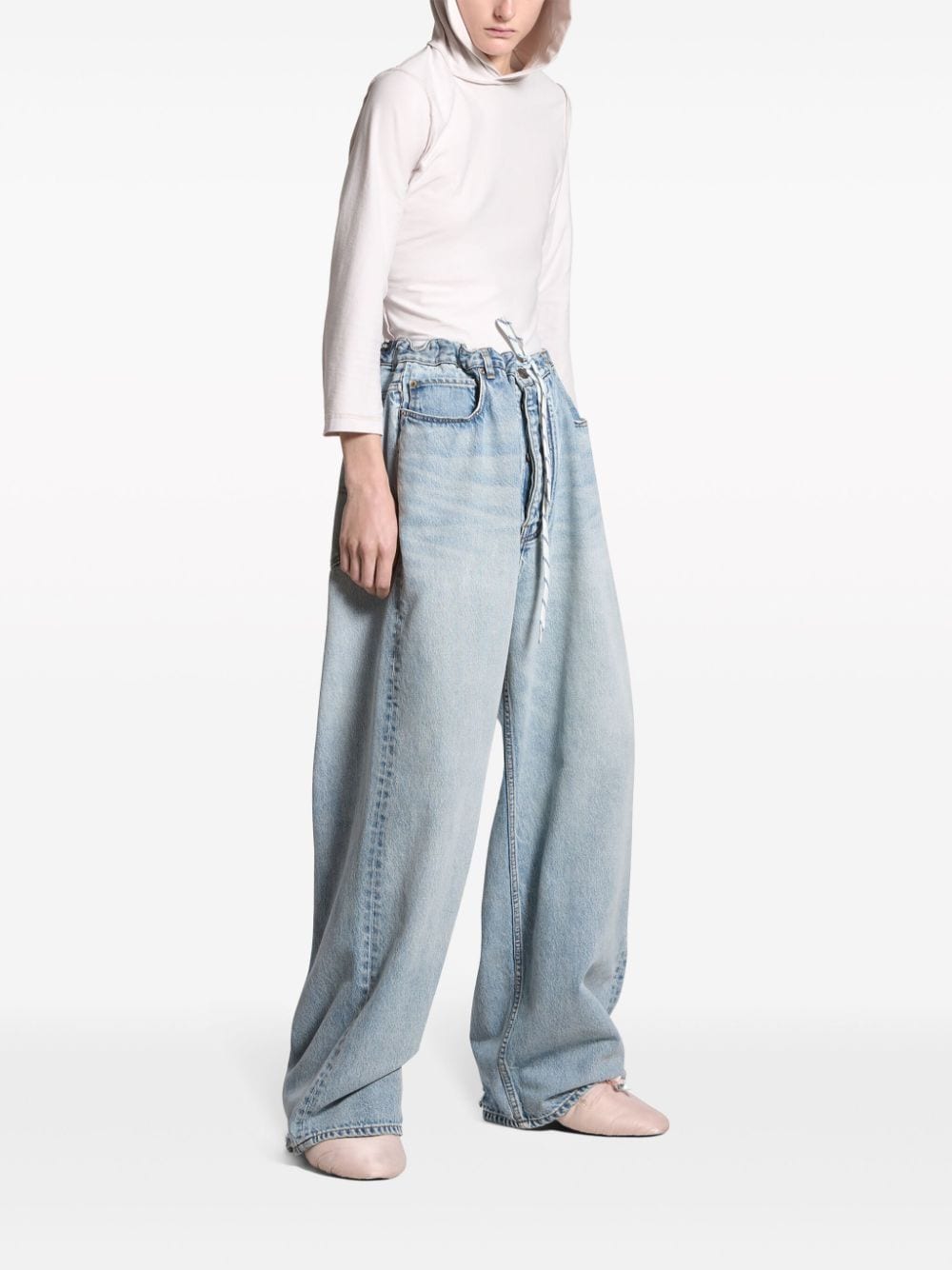 Balenciaga Jeans met trekkoord en wijde pijpen - Blauw