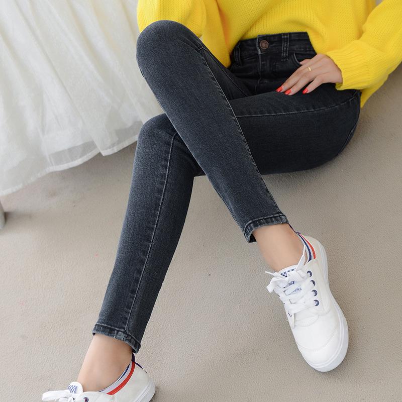 Zhuoneng Clothing Spring, Summer, Autumn and Winter Season High-waisted Versatile Jeans Women's Thin Small Feet Elastic Trousers Girls Pencil Trousers Fashionable