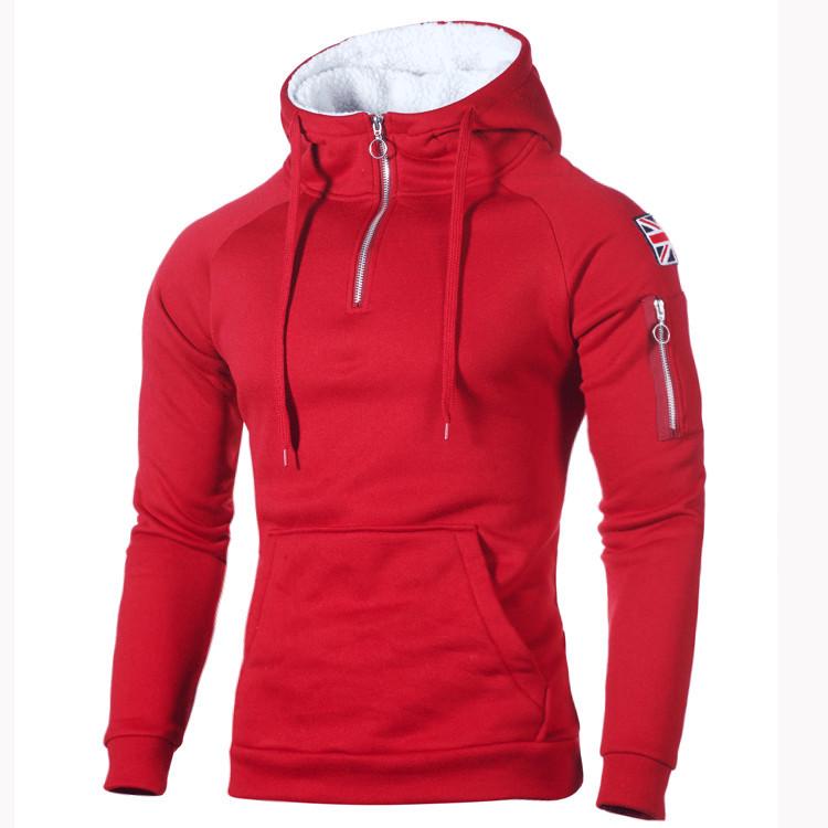GS Men's Casual Hoodies Fleece Hip Hop Solid Pullover Sweatshirt Men Sportswear Clothing Sweatshirt Men's Clothing