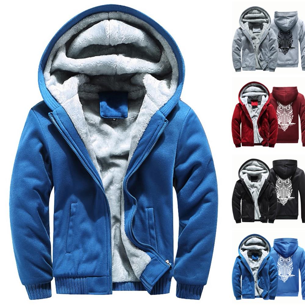 DONOTTAG Mens Hoodie Winter Warm Fleece Zipper Sweater Jacket Outwear Coat Tops Blouses