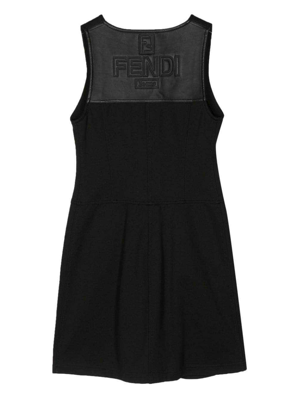 Fendi Pre-Owned leather-trim sleeveless minidress - Zwart