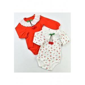 McSolidKids Baby Girl Cherry Lace 2 Piece Long Sleeve Body