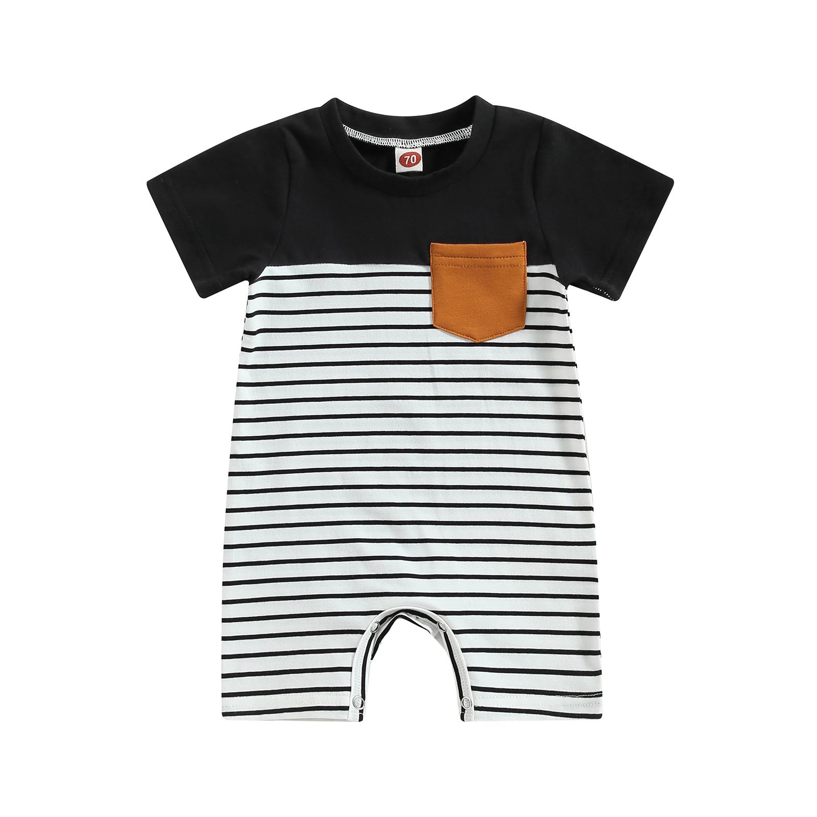 Little Fashionistas 0-18 Months Infant Baby Girls Boys Romper Stripe Sleeveless Buttons Snap Closure Jumpsuits Summer Newborn Bodysuits