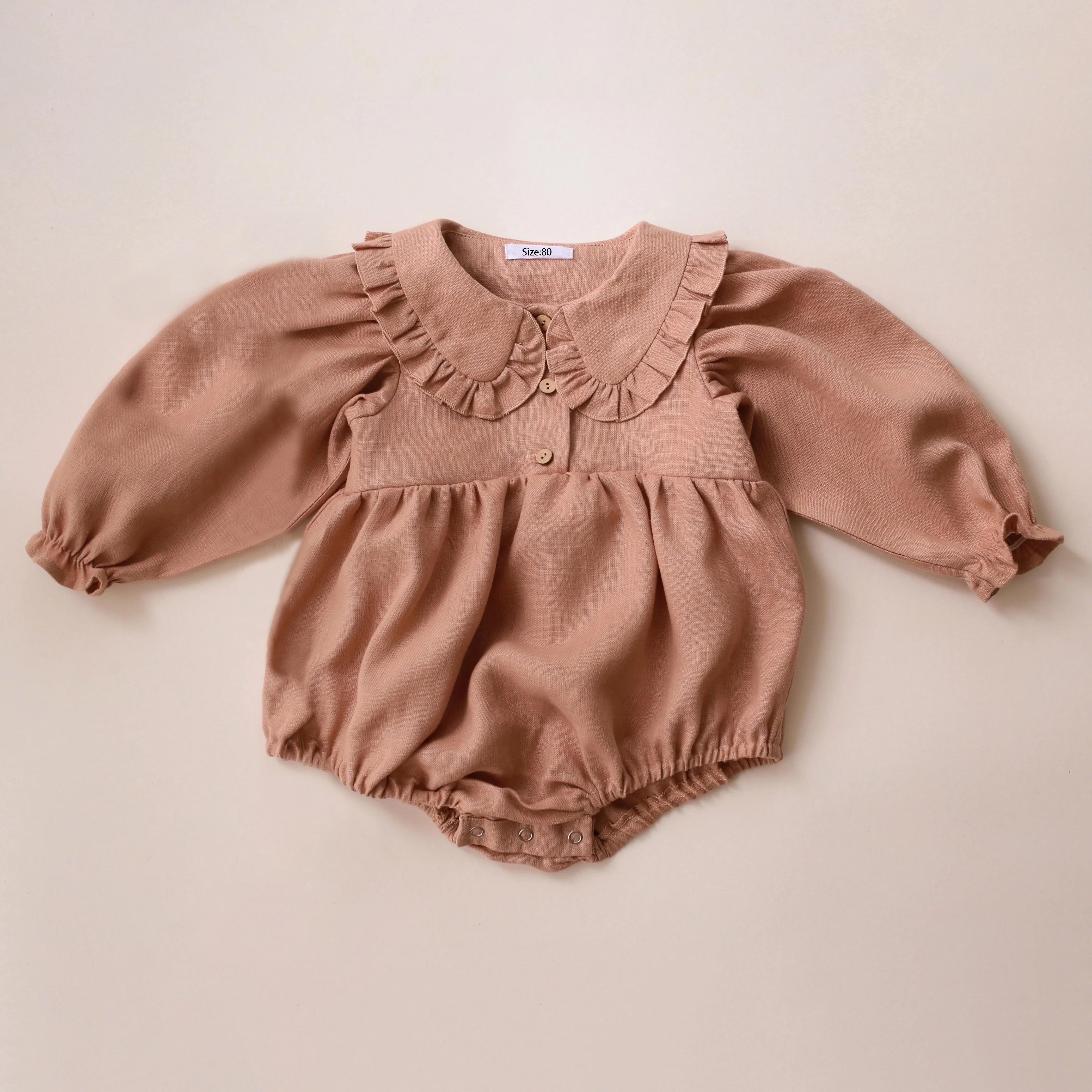 Hipapa 0-2 Years New Spring Baby Romper Newborn Linen Cotton Jumpsuit Baby Girl Clothing