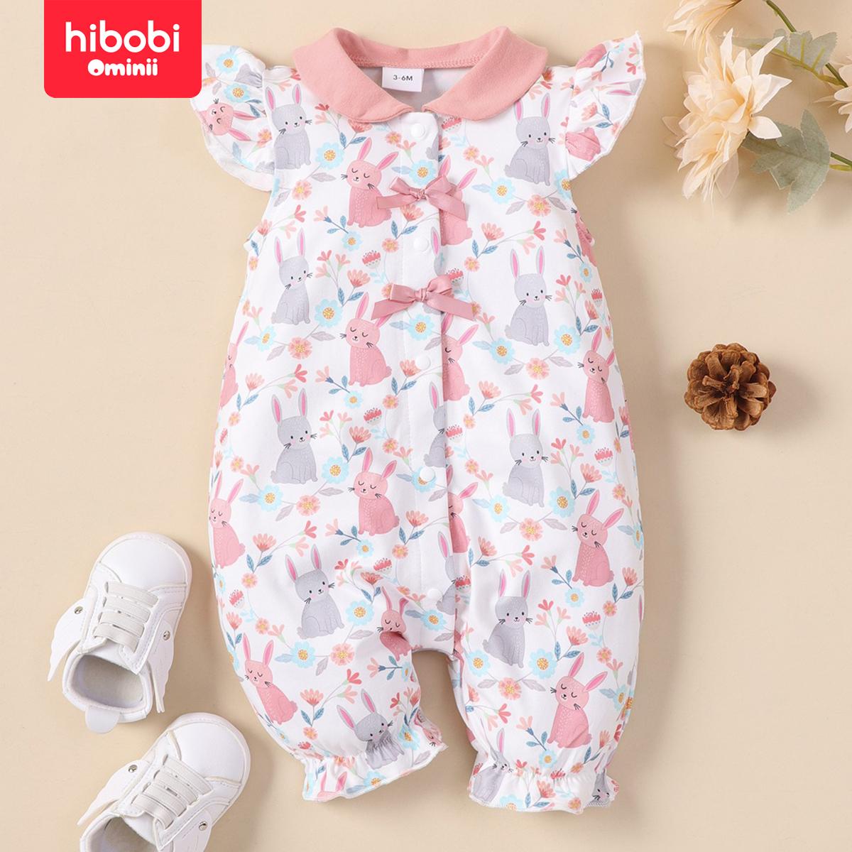 Hibobi Summer Baby Toddler Ribbon Cute Baby Girl Flying Sleeve Sleeveless Lapel Bunny One-Piece Ha Coat