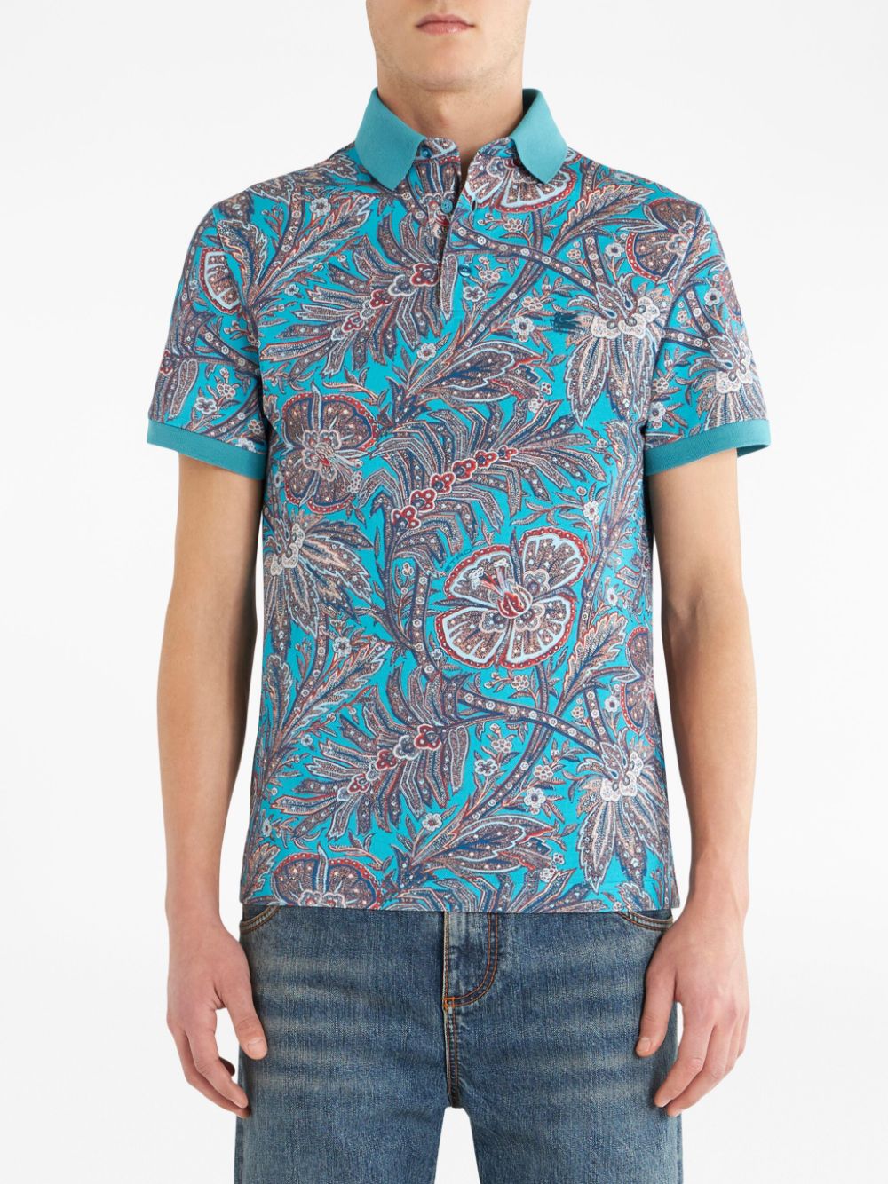 ETRO Poloshirt met bloemenprint - Blauw